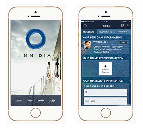 IMMEDIA logo, mobile app, social login